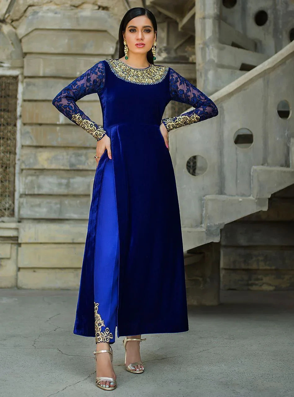 Zainab Chottani | Semi Formals | VIVA LA COBALT - Aqsa Fabrics