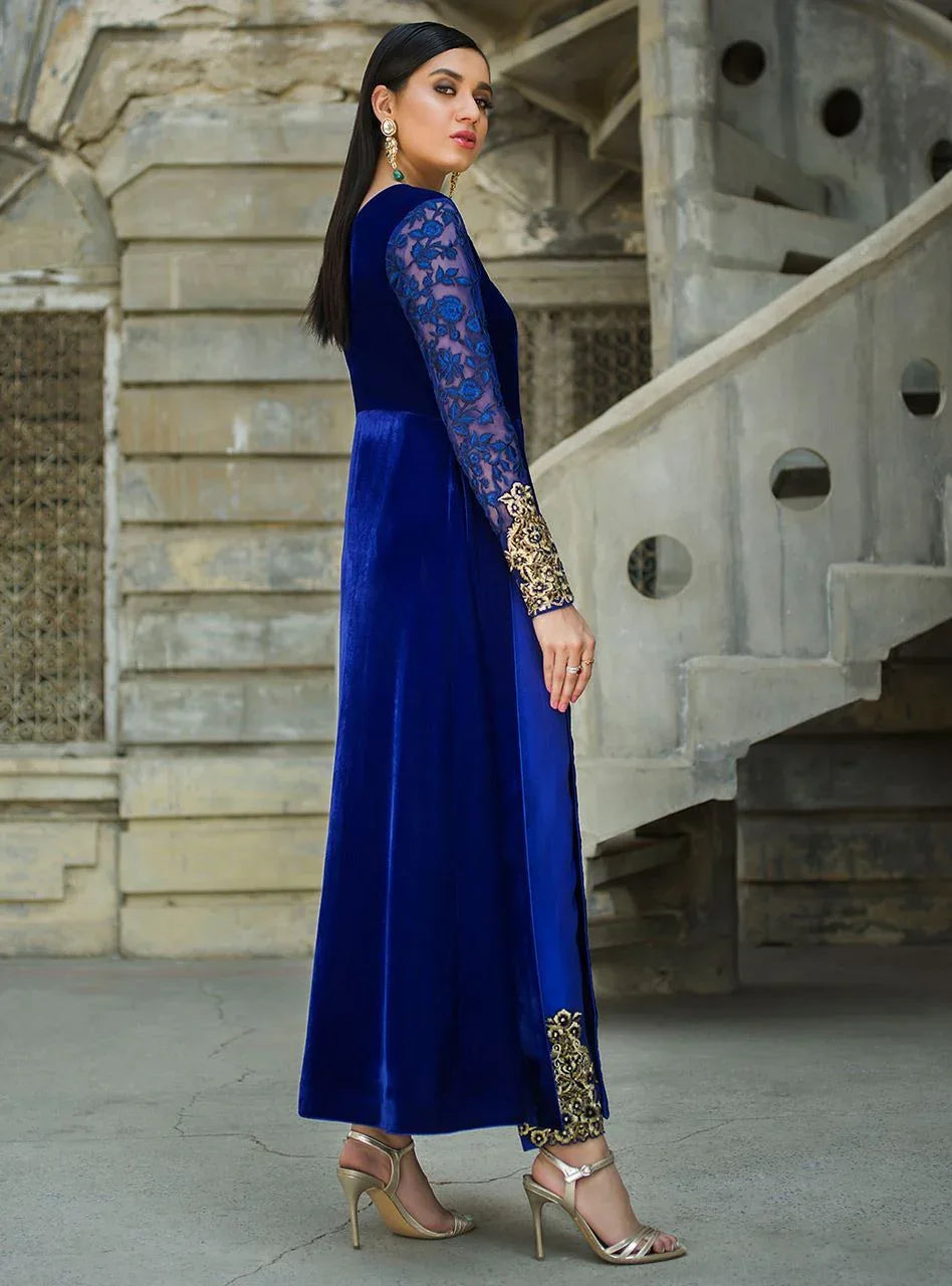 Zainab Chottani | Semi Formals | VIVA LA COBALT - Aqsa Fabrics