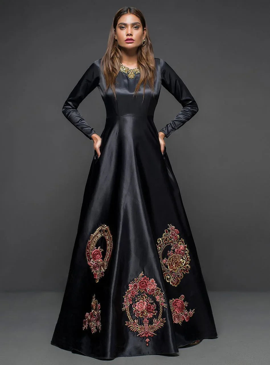 Zainab Chottani | Semi Formals | BLACK GOWN - D 04 - Aqsa Fabrics