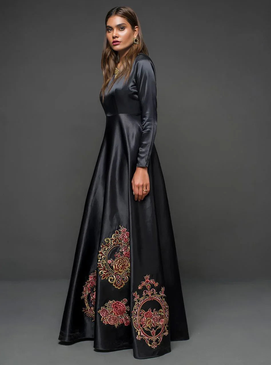 Zainab Chottani | Semi Formals | BLACK GOWN - D 04 - Aqsa Fabrics