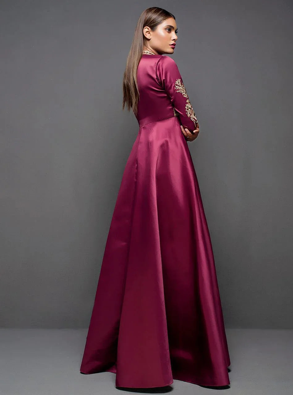 Zainab Chottani | Semi Formals | MAROON GOWN - Aqsa Fabrics