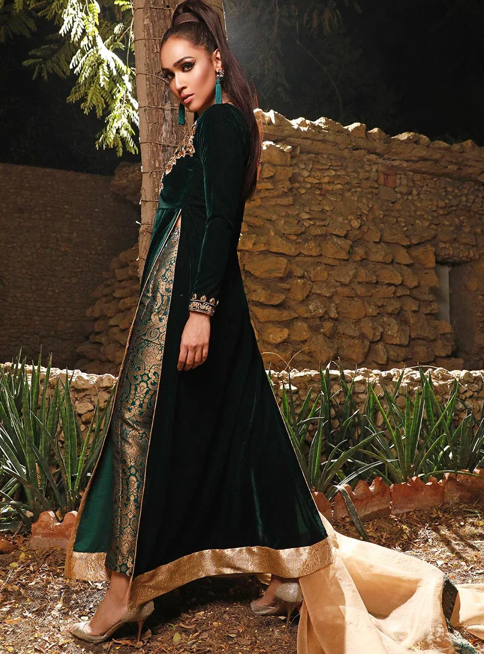 Zainab Chottani | Semi Formals | DARK MOSS TOPAZ - Aqsa Fabrics