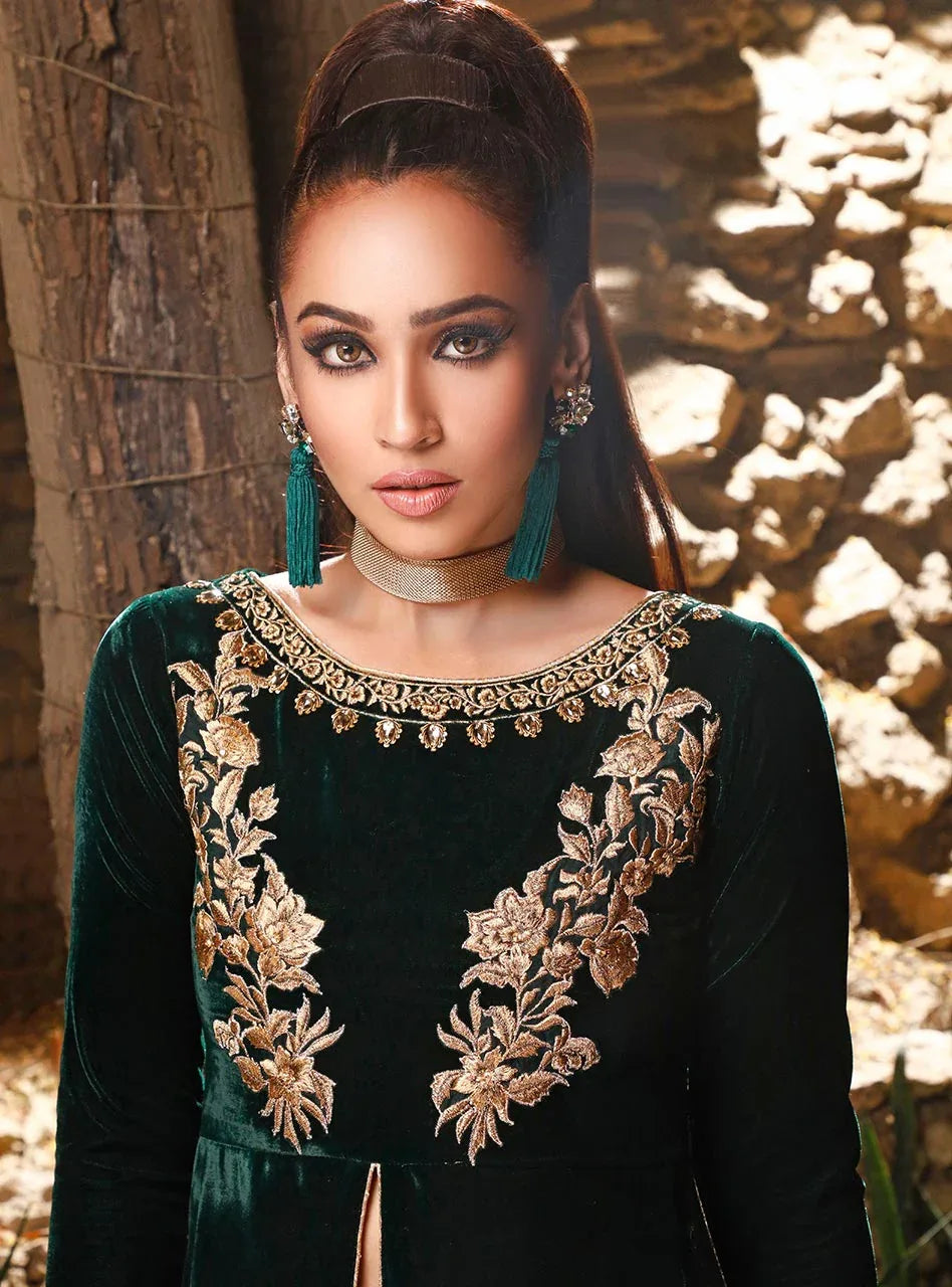 Zainab Chottani | Semi Formals | DARK MOSS TOPAZ - Aqsa Fabrics