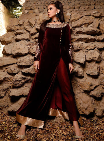 Zainab Chottani | Semi Formals | ALIZARIN CRIMSON - Aqsa Fabrics