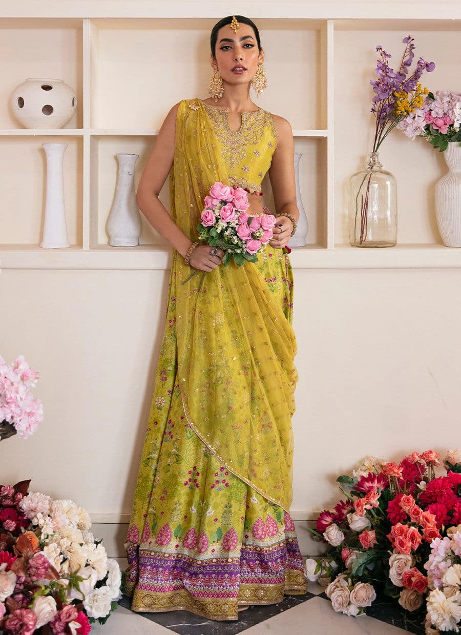 Farah Talib Aziz | Mayna Festive Luxe | ELIKA LIME - Aqsa Fabrics