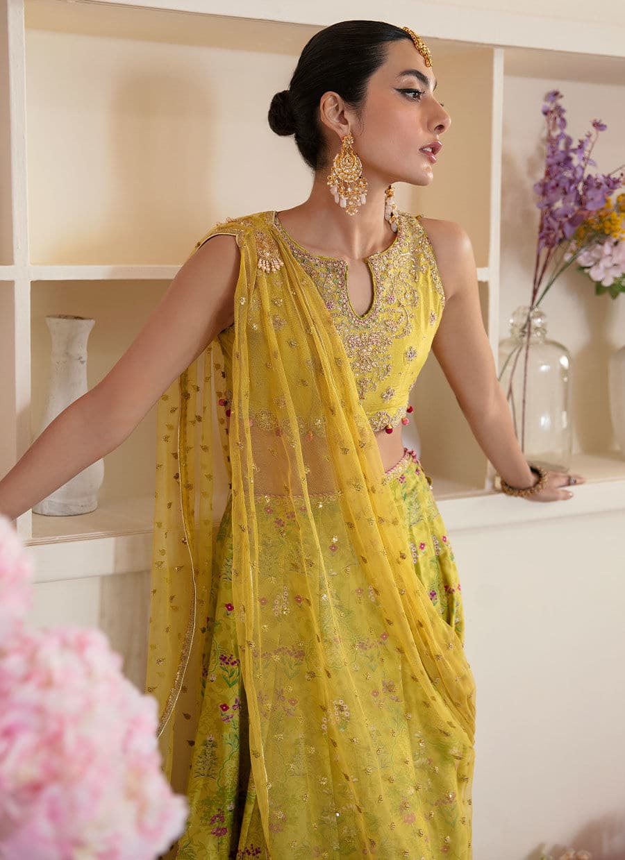 Farah Talib Aziz | Mayna Festive Luxe | ELIKA LIME - Aqsa Fabrics