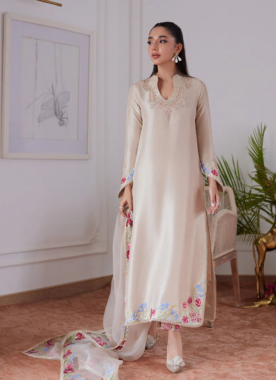 Farah Talib Aziz | Luna Eid Collection 24 | LIARA SAND - Aqsa Fabrics