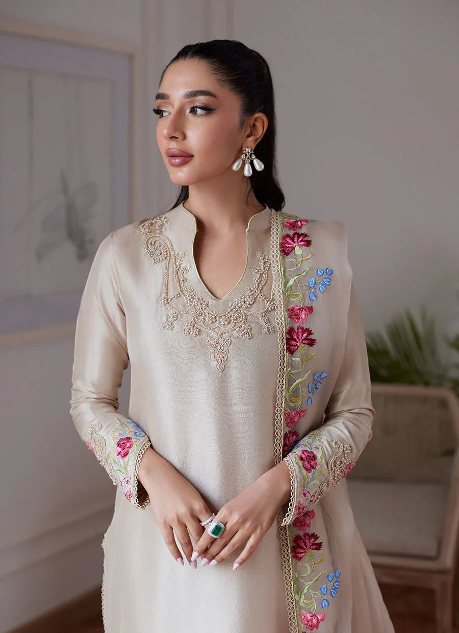 Farah Talib Aziz | Luna Eid Collection 24 | LIARA SAND - Aqsa Fabrics