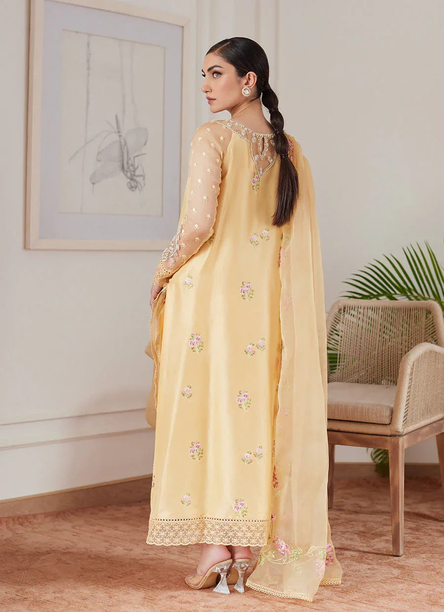 Farah Talib Aziz | Luna Eid Collection 24 | CYRILLA PALE YELLOW - Aqsa Fabrics