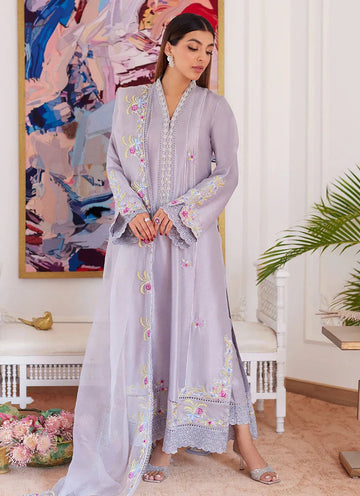 Farah Talib Aziz | Luna Eid Collection 24 | ODETTE SILVER GREY - Aqsa Fabrics