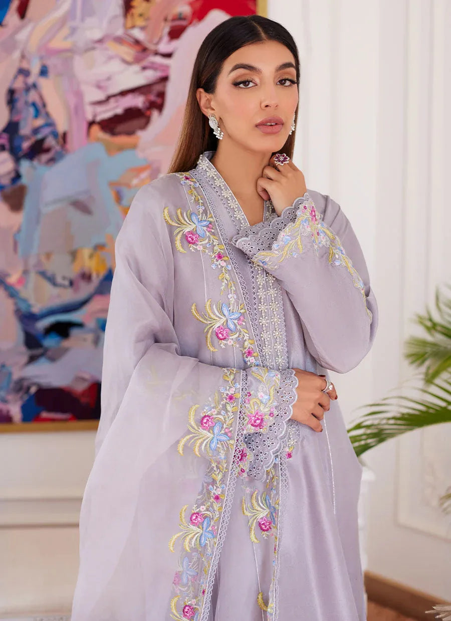 Farah Talib Aziz | Luna Eid Collection 24 | ODETTE SILVER GREY - Aqsa Fabrics