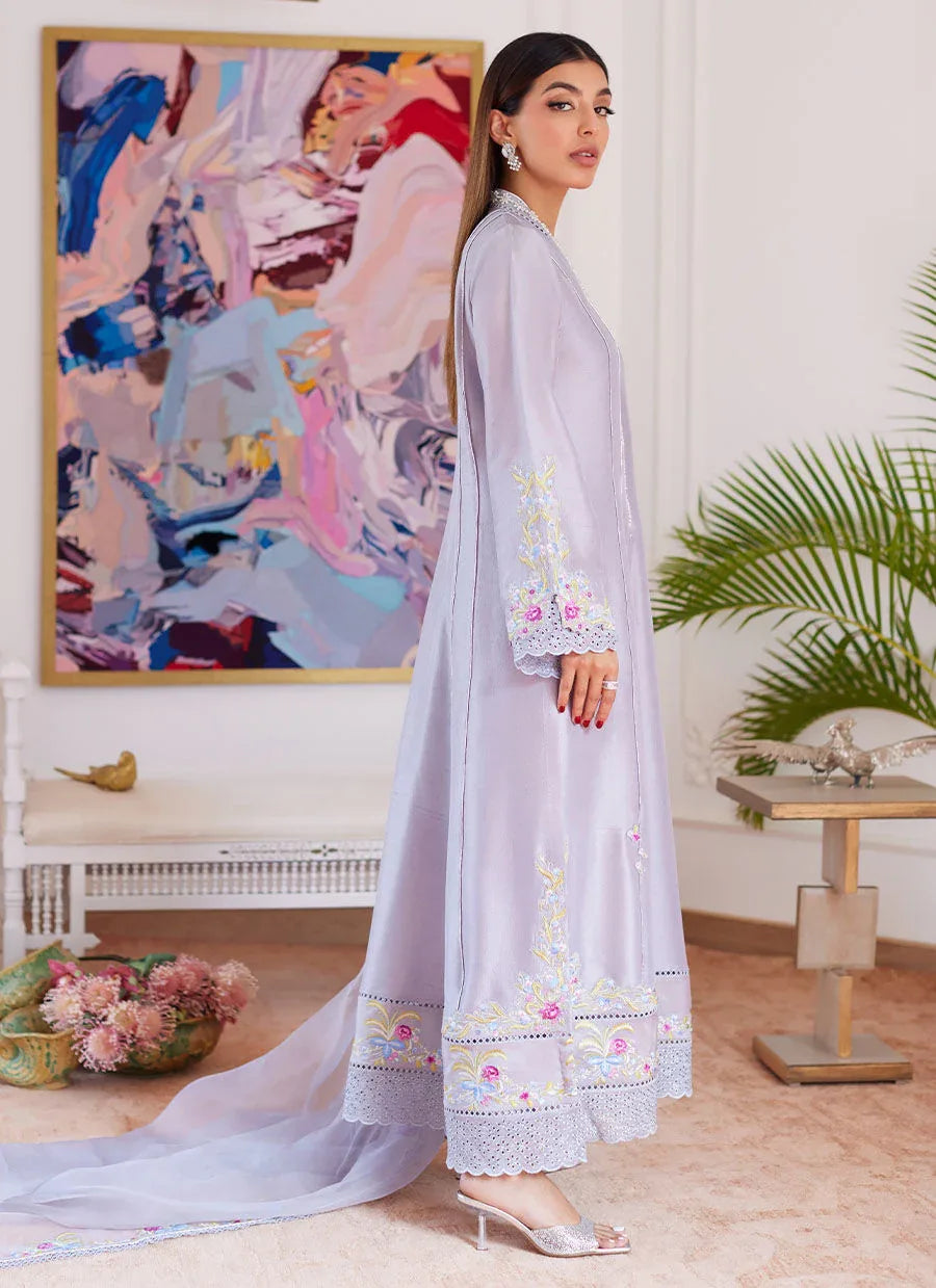 Farah Talib Aziz | Luna Eid Collection 24 | ODETTE SILVER GREY - Aqsa Fabrics