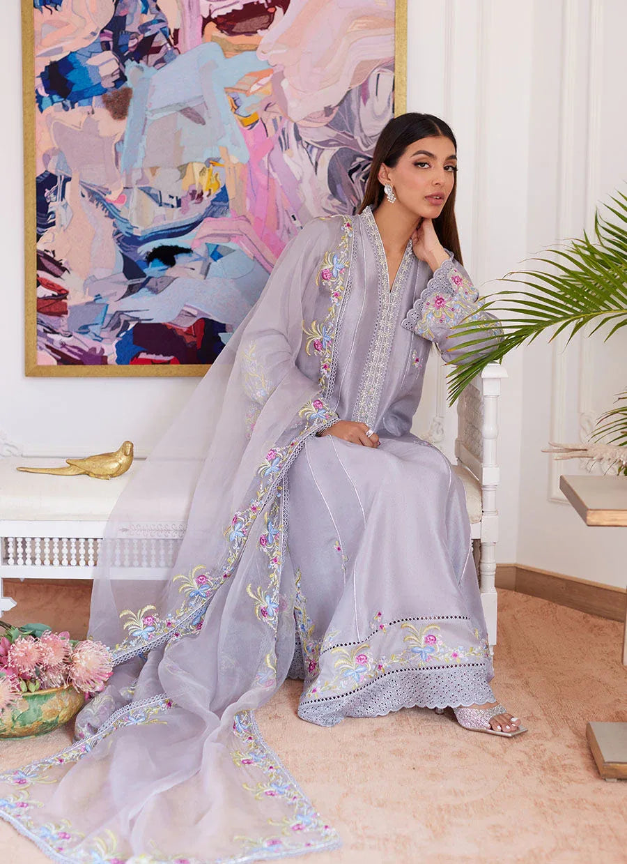 Farah Talib Aziz | Luna Eid Collection 24 | ODETTE SILVER GREY - Aqsa Fabrics