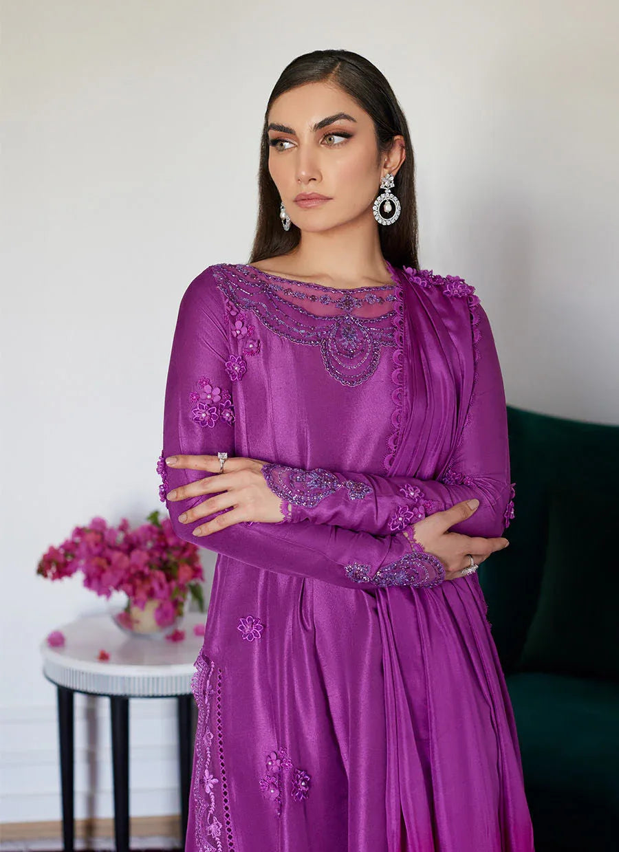 Farah Talib Aziz | Luna Eid Collection 24 | TIERRA MUTED MAGENTA - Aqsa Fabrics