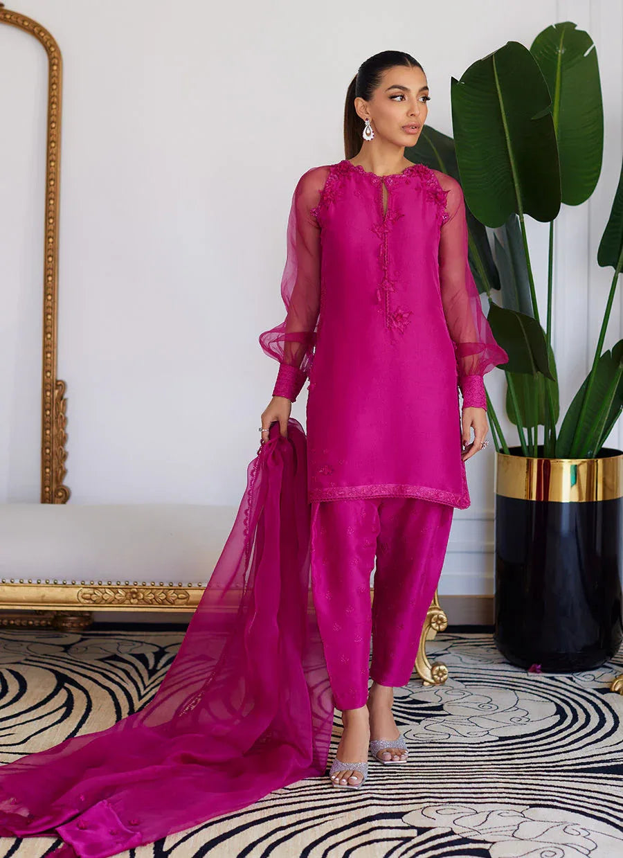 Farah Talib Aziz | Luna Eid Collection 24 | ELIO HOT PINK - Aqsa Fabrics