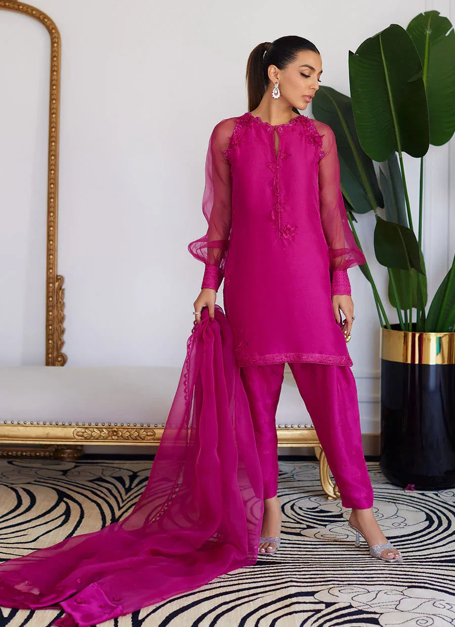 Farah Talib Aziz | Luna Eid Collection 24 | ELIO HOT PINK - Aqsa Fabrics