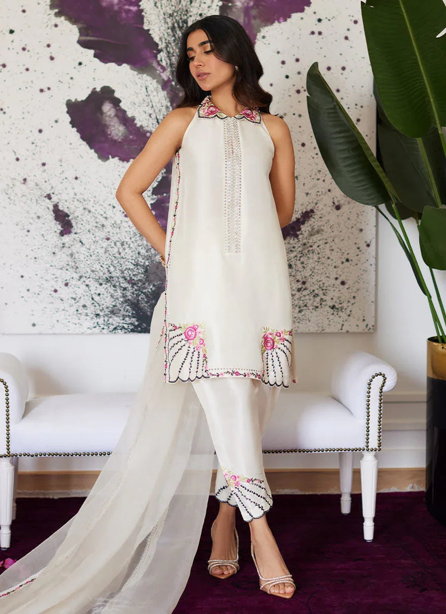 Farah Talib Aziz | Luna Eid Collection 24 | GENEVIVE PEARL WHITE - Aqsa Fabrics