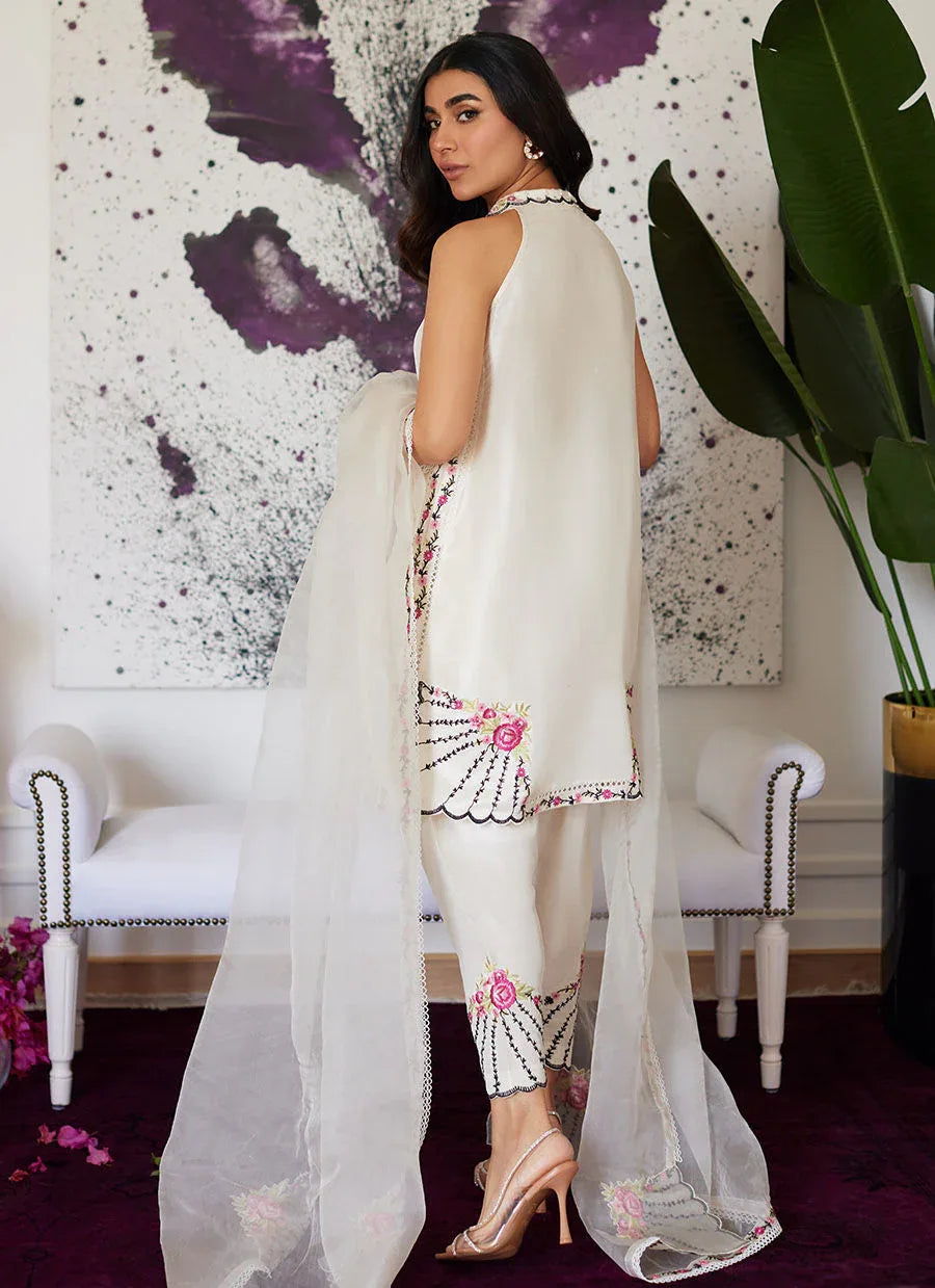 Farah Talib Aziz | Luna Eid Collection 24 | GENEVIVE PEARL WHITE - Aqsa Fabrics