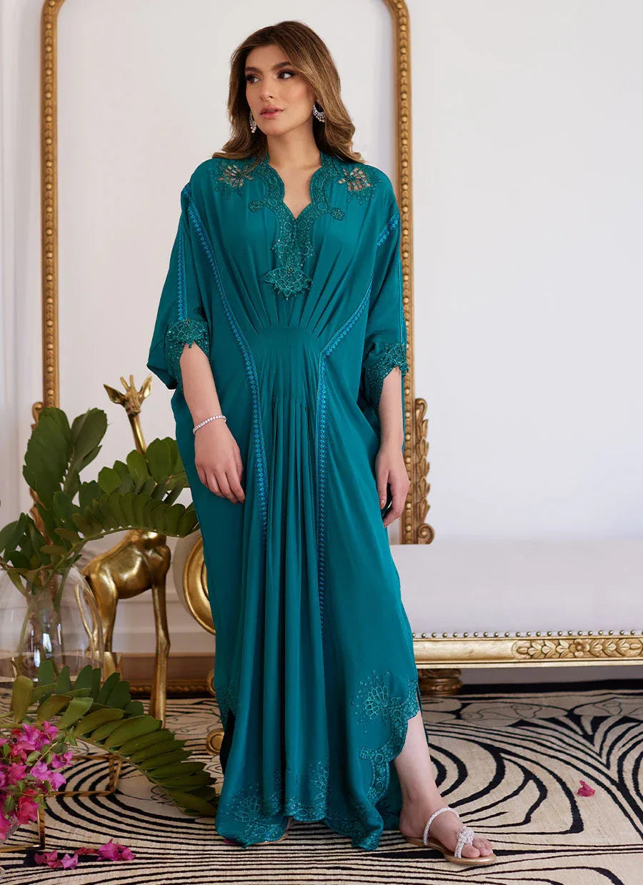 Farah Talib Aziz | Luna Eid Collection 24 | EMMELINE EMERALD CREPE - Aqsa Fabrics