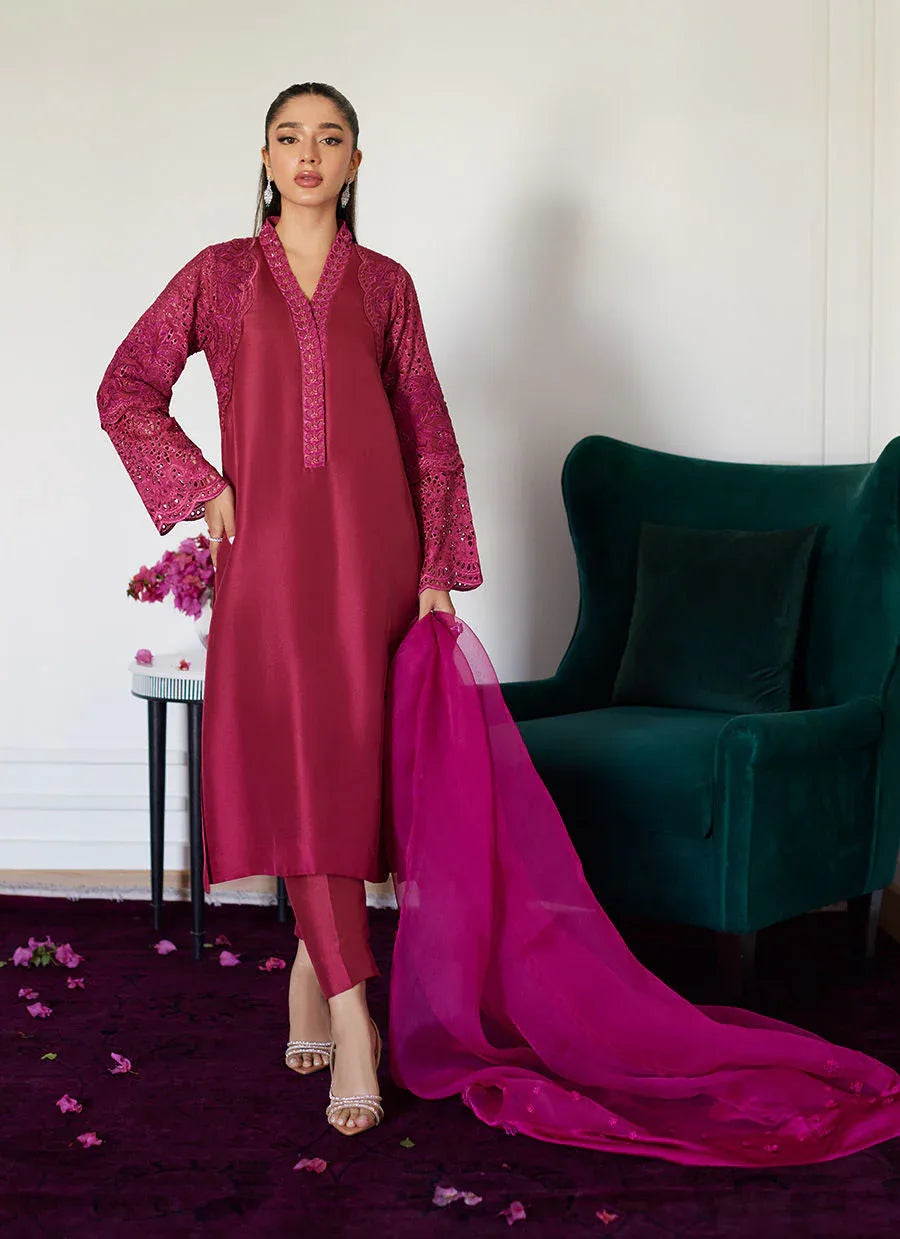 Farah Talib Aziz | Luna Eid Collection 24 | HONORINE MAGENTA - Aqsa Fabrics