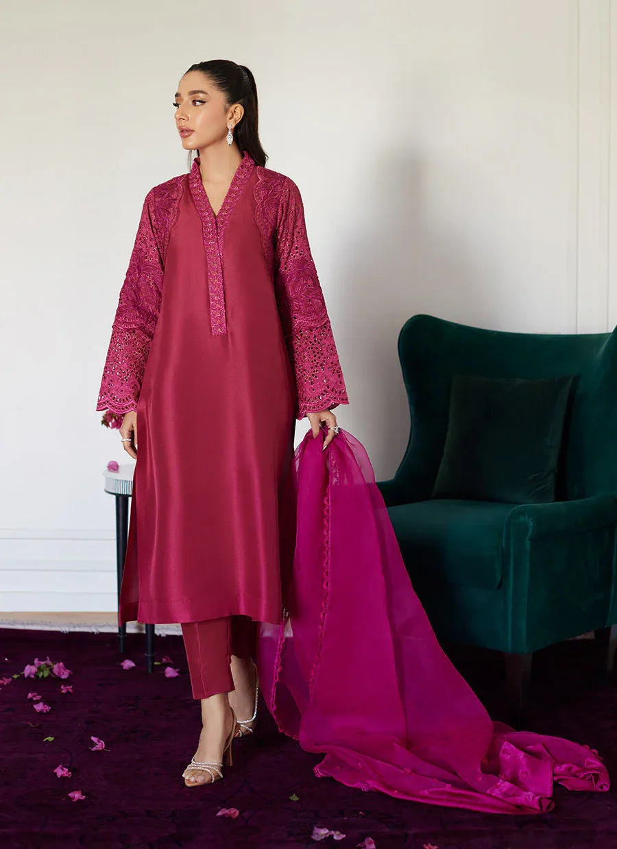 Farah Talib Aziz | Luna Eid Collection 24 | HONORINE MAGENTA - Aqsa Fabrics
