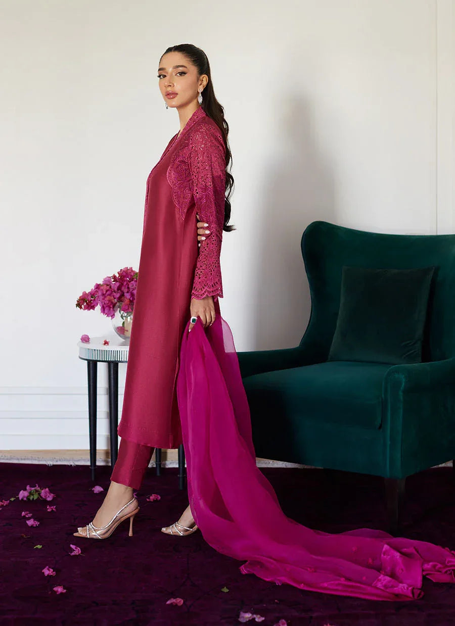 Farah Talib Aziz | Luna Eid Collection 24 | HONORINE MAGENTA - Aqsa Fabrics