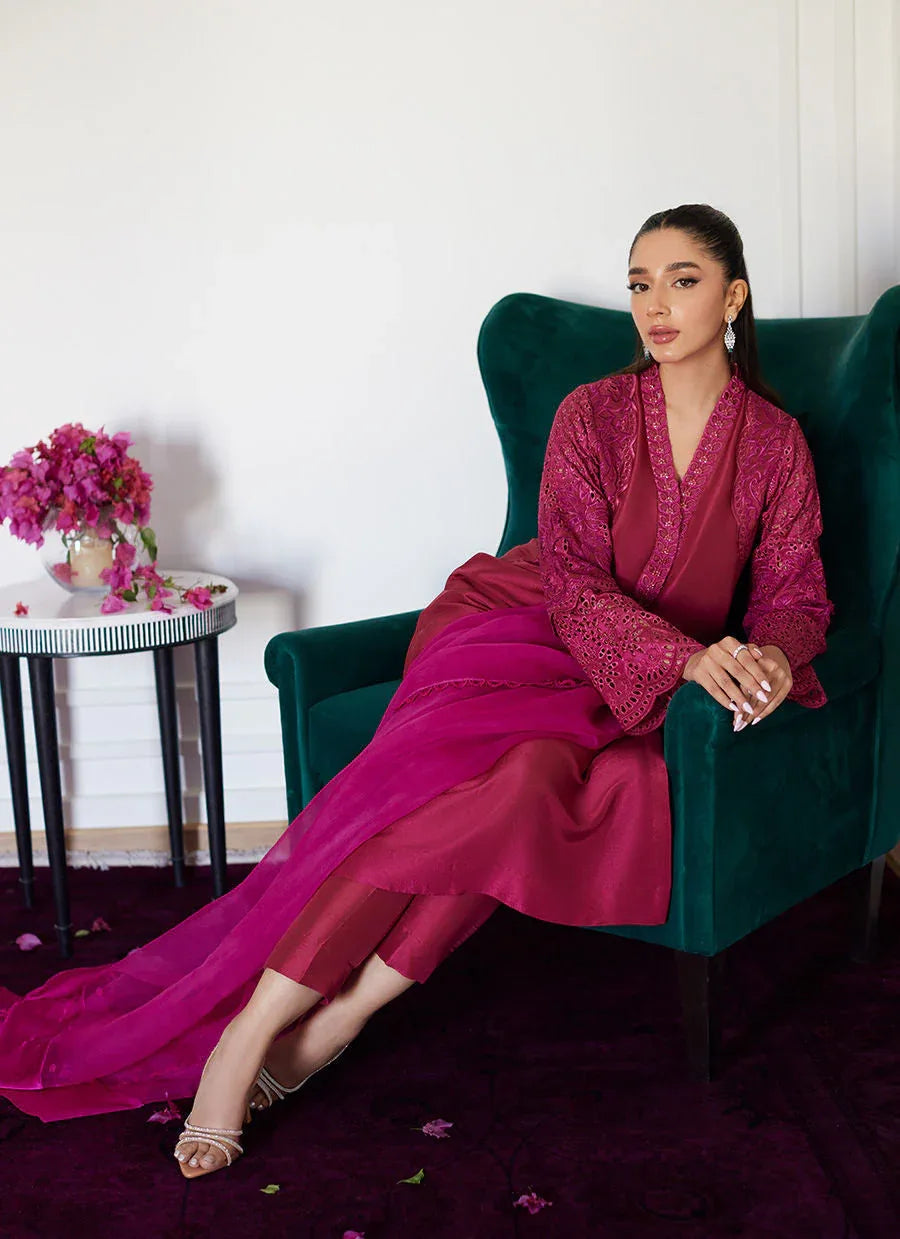 Farah Talib Aziz | Luna Eid Collection 24 | HONORINE MAGENTA - Aqsa Fabrics