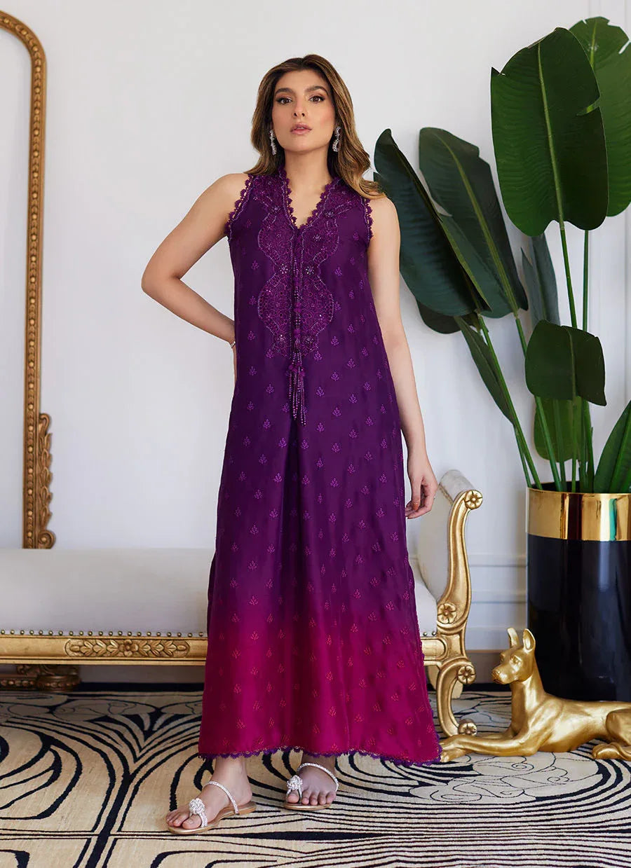 Farah Talib Aziz | Luna Eid Collection 24 | VIOLETTE WILD BERRY OMBRE - Aqsa Fabrics