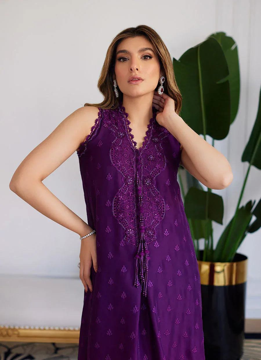 Farah Talib Aziz | Luna Eid Collection 24 | VIOLETTE WILD BERRY OMBRE - Aqsa Fabrics