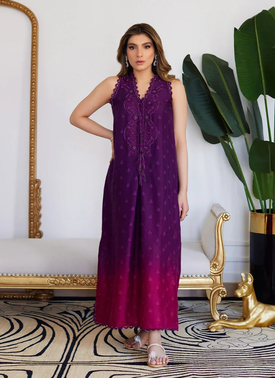 Farah Talib Aziz | Luna Eid Collection 24 | VIOLETTE WILD BERRY OMBRE - Aqsa Fabrics