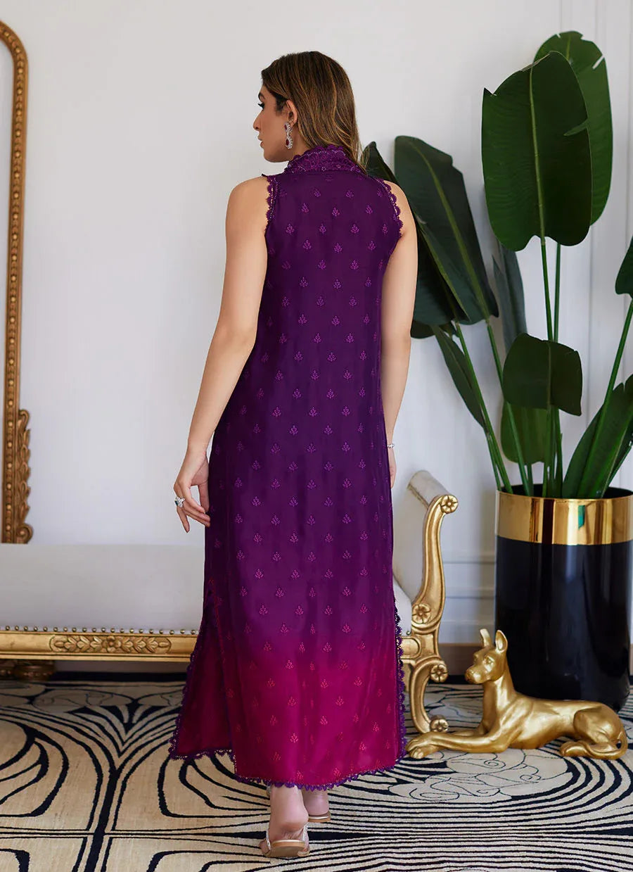 Farah Talib Aziz | Luna Eid Collection 24 | VIOLETTE WILD BERRY OMBRE - Aqsa Fabrics