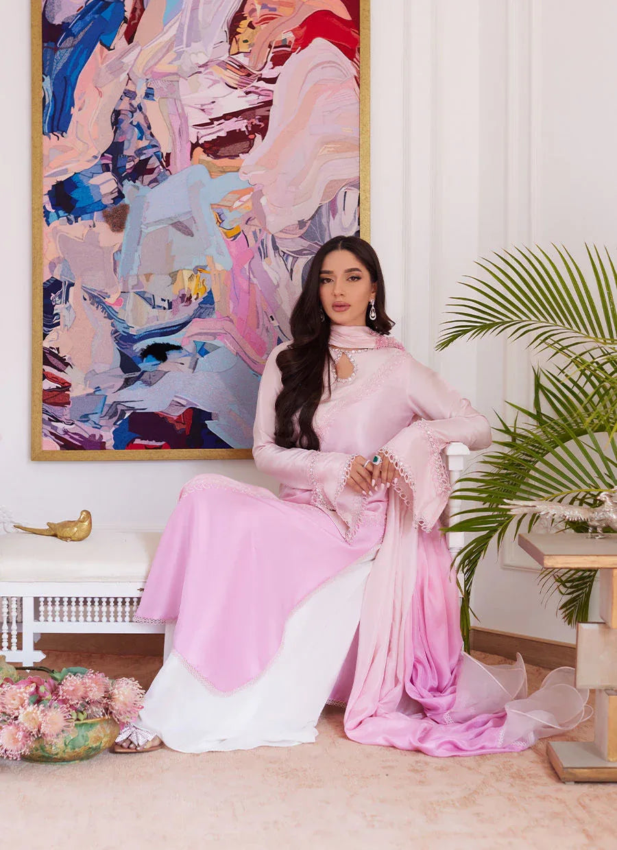 Farah Talib Aziz | Luna Eid Collection 24 | RELLIA BABY PINK - Aqsa Fabrics