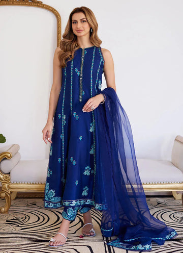 Farah Talib Aziz | Luna Eid Collection 24 | ELSYEE ROYAL BLUE - Aqsa Fabrics