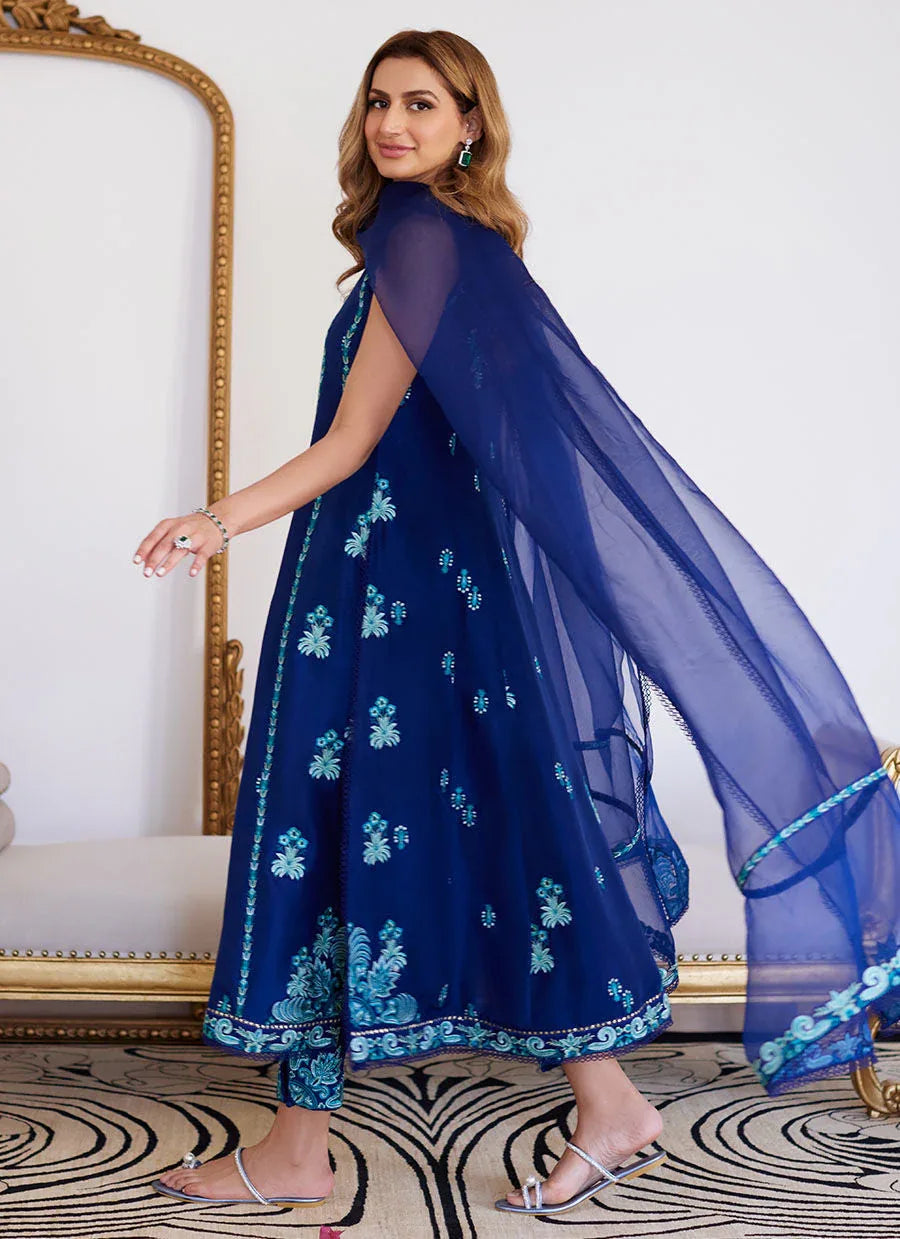 Farah Talib Aziz | Luna Eid Collection 24 | ELSYEE ROYAL BLUE - Aqsa Fabrics
