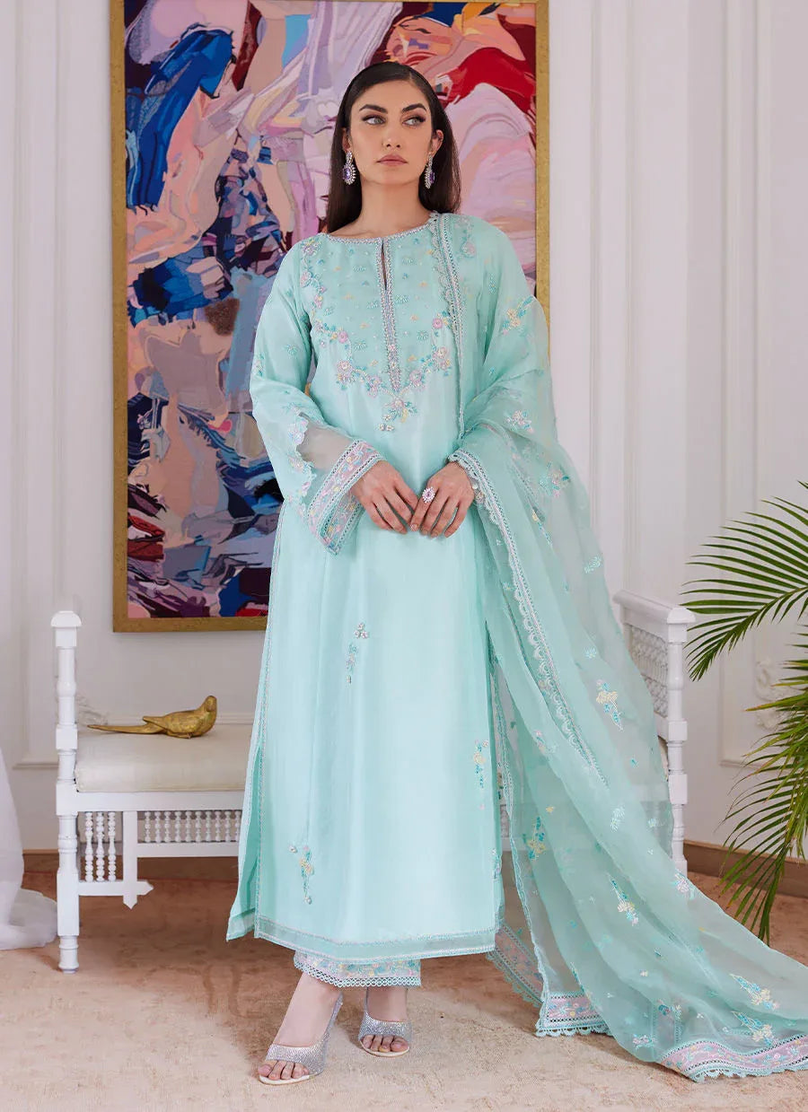 Farah Talib Aziz | Luna Eid Collection 24 | AURELLA MINT - Aqsa Fabrics