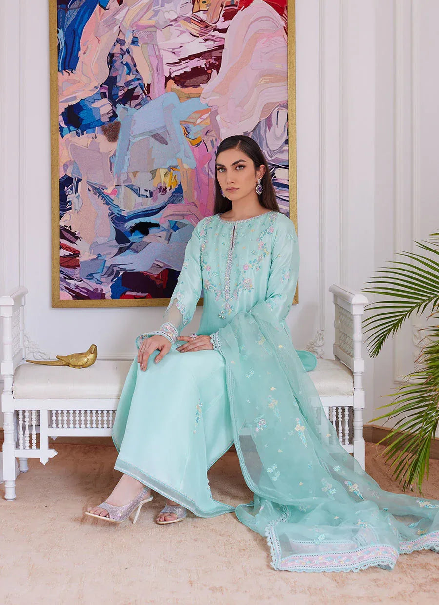 Farah Talib Aziz | Luna Eid Collection 24 | AURELLA MINT - Aqsa Fabrics
