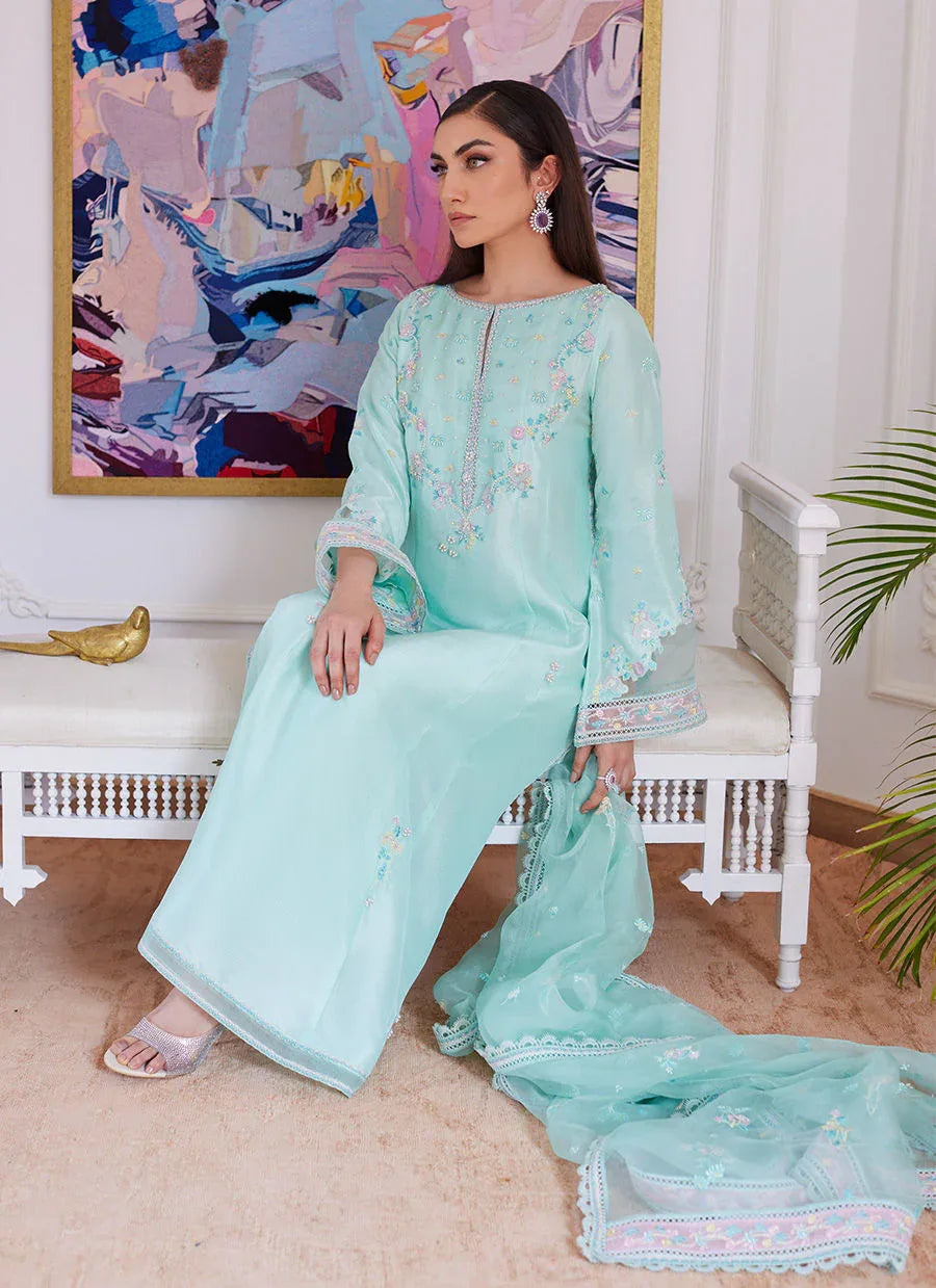 Farah Talib Aziz | Luna Eid Collection 24 | AURELLA MINT - Aqsa Fabrics