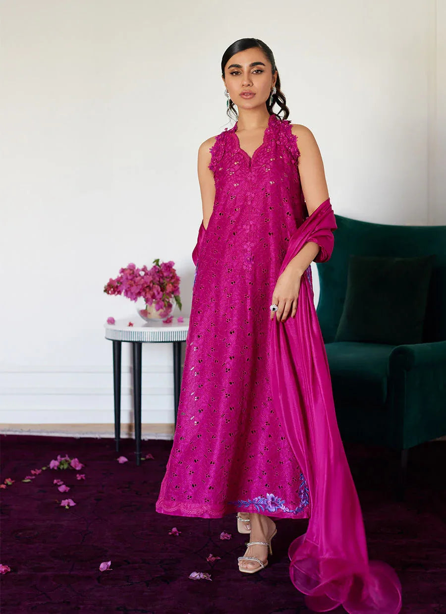 Farah Talib Aziz | Luna Eid Collection 24 | CLARIENE HOT PINK - Aqsa Fabrics
