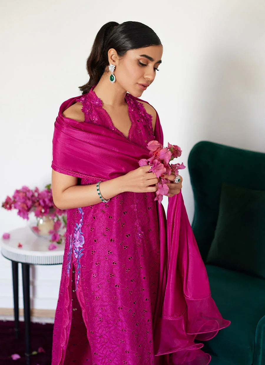 Farah Talib Aziz | Luna Eid Collection 24 | CLARIENE HOT PINK - Aqsa Fabrics