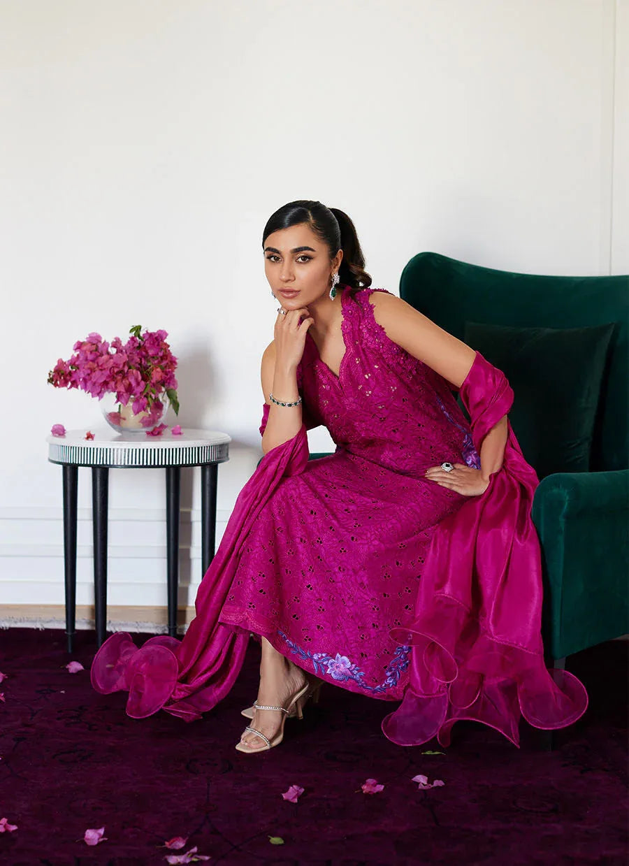 Farah Talib Aziz | Luna Eid Collection 24 | CLARIENE HOT PINK - Aqsa Fabrics