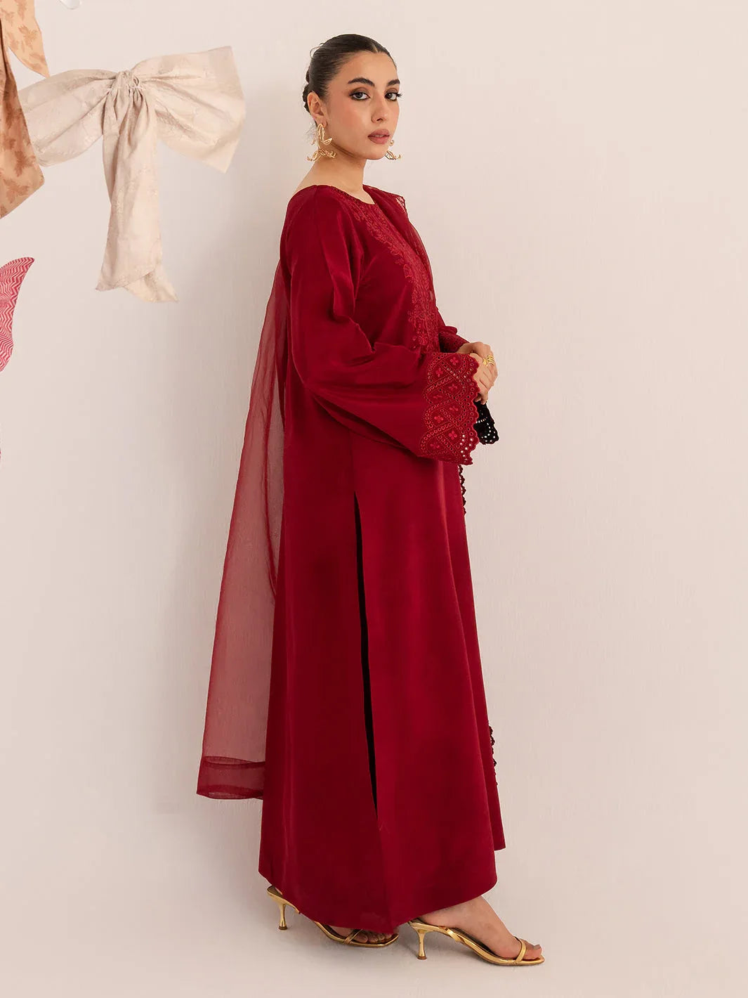 Izel | The Silk Chapter | Cerise - Aqsa Fabrics