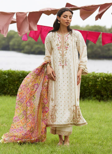 Farah Talib Aziz | Mayna Festive Luxe Pret | Ember Ivory Kurta And Dupatta - Aqsa Fabrics