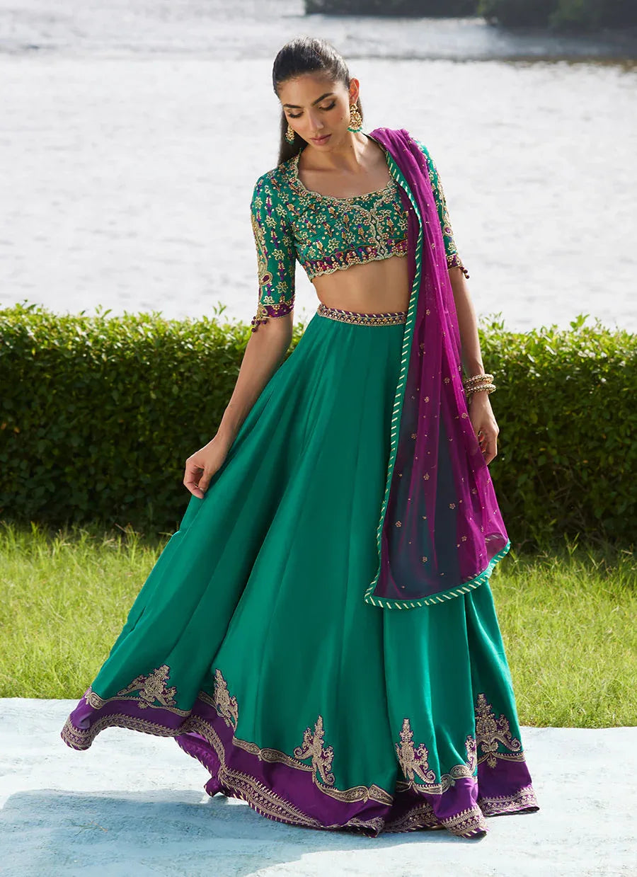 Farah Talib Aziz | Mayna Festive Luxe Pret | Amaranth Lehnga Choli - Aqsa Fabrics