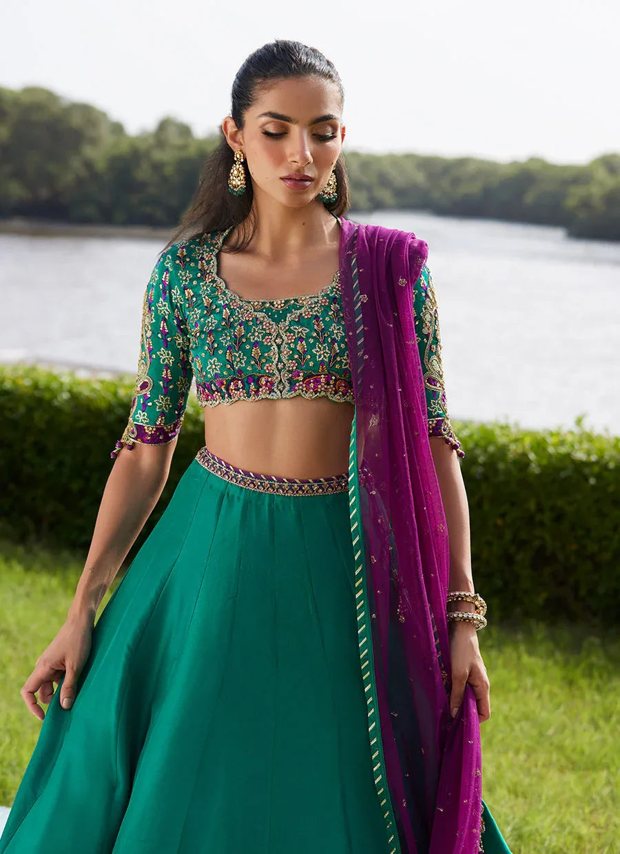 Farah Talib Aziz | Mayna Festive Luxe Pret | Amaranth Lehnga Choli - Aqsa Fabrics