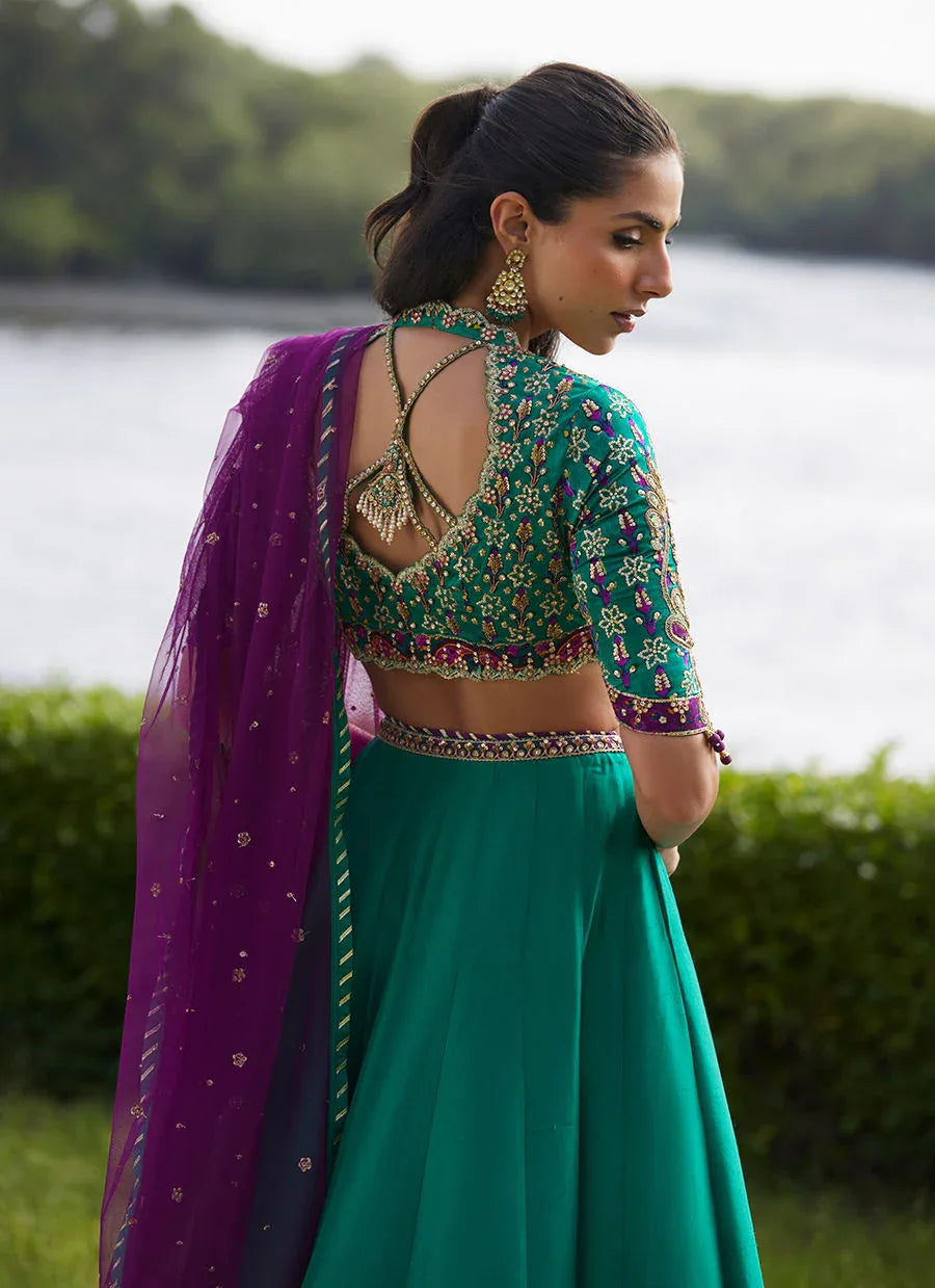Farah Talib Aziz | Mayna Festive Luxe Pret | Amaranth Lehnga Choli - Aqsa Fabrics