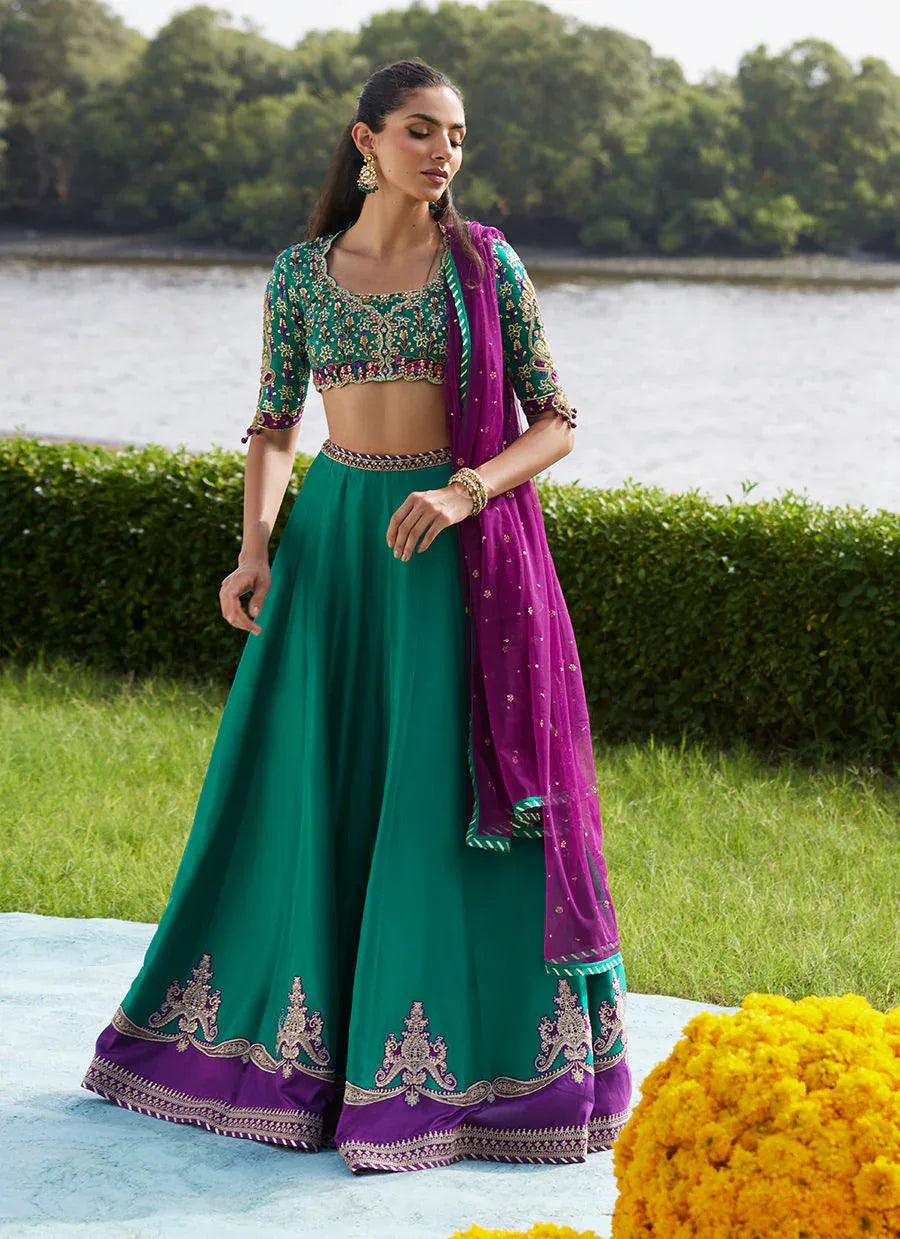 Farah Talib Aziz | Mayna Festive Luxe Pret | Amaranth Lehnga Choli - Aqsa Fabrics