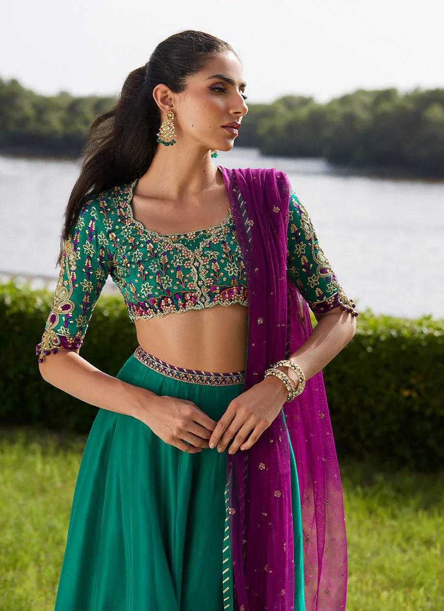 Farah Talib Aziz | Mayna Festive Luxe Pret | Amaranth Lehnga Choli - Aqsa Fabrics
