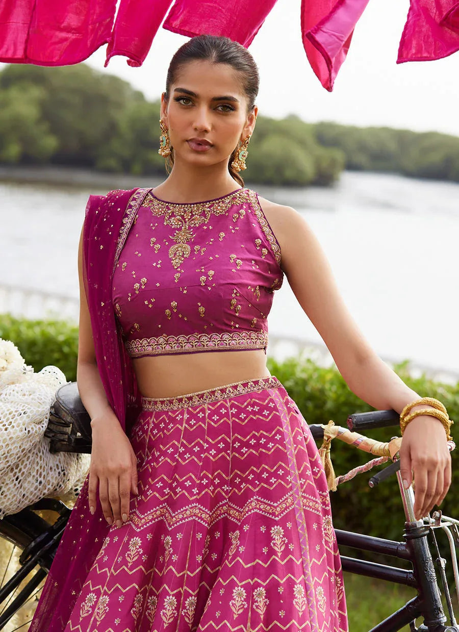 Farah Talib Aziz | Mayna Festive Luxe Pret | Orchid Lehnga Choli - Aqsa Fabrics