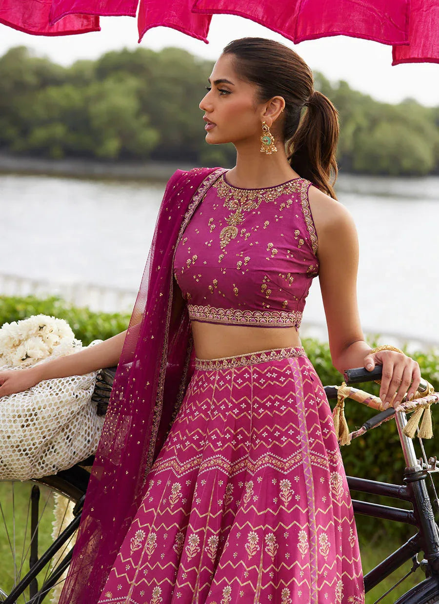 Farah Talib Aziz | Mayna Festive Luxe Pret | Orchid Lehnga Choli - Aqsa Fabrics