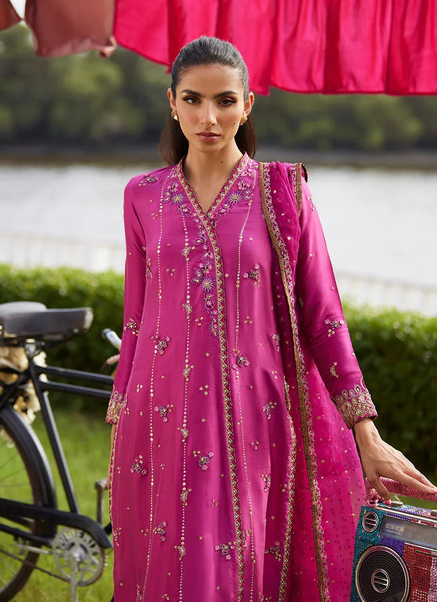 Farah Talib Aziz | Mayna Festive Luxe Pret | Mirage Magenta Shirt And Dupatta - Aqsa Fabrics